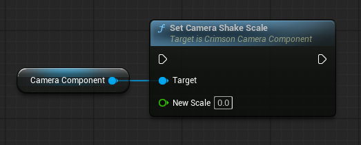 On shake-intensity slider changed: get the Crimson Camera Component -> Set Camera Shake Scale (New Scale = 0..1).
